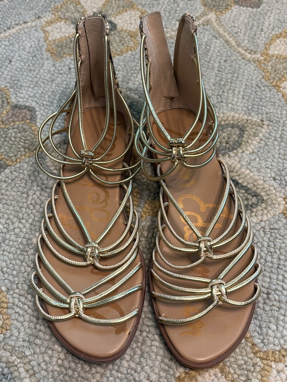 Sam Edelman Gold Strappy Flat Gladiator Sandals